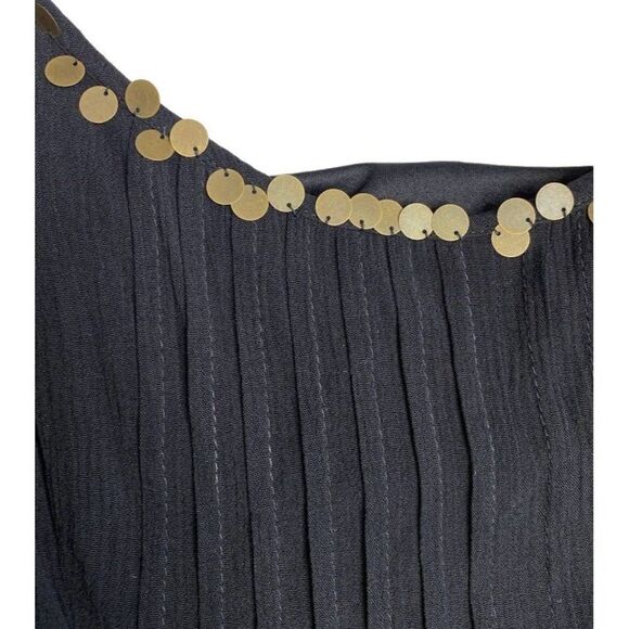 Torrid Black Cold Shoulder Gauzy Pleated A-Line Knee Length Dress‎ Sz 2 - Picture 7 of 9